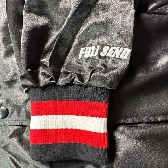 NWT FULL SEND Unisex Black Satin Jack Full Snap Embroidered Logo Jacket - Large - Picture 6 of 7
